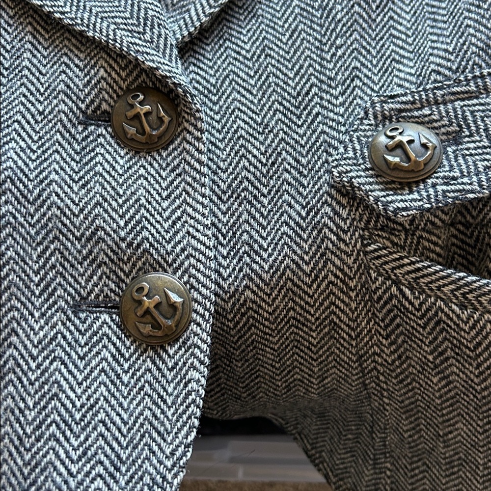 Smythe Chevron Herringbone Riding 2 Button Blazer - Picture 6 of 7